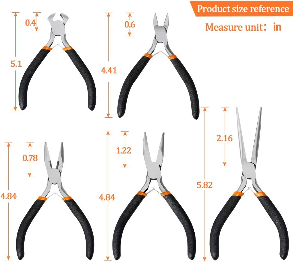 SOONAN 5 Pieces Mini Pliers, Long Lasting Tool Set Cable Cutters – Bild 4