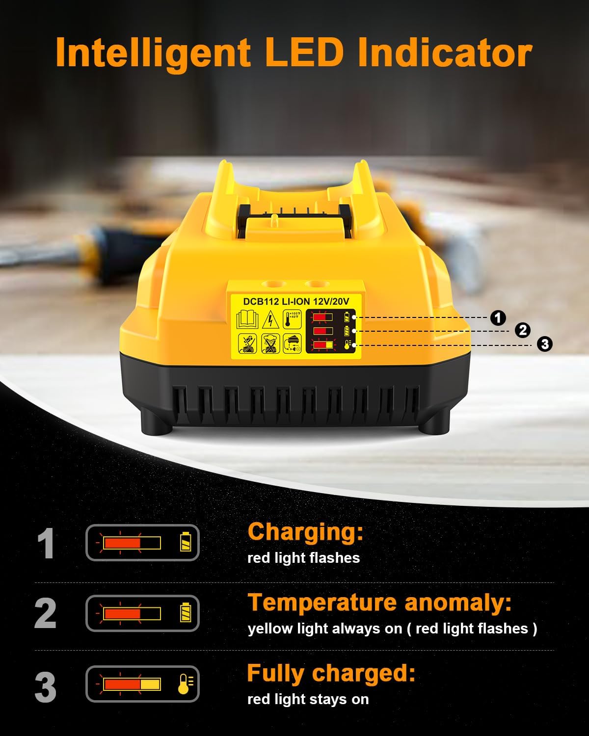 DCB112 20V MAX Battery Charger Replacement for Dewalt Battery Charger, Compatible with Dewalt 12V-20V Battery – Bild 5