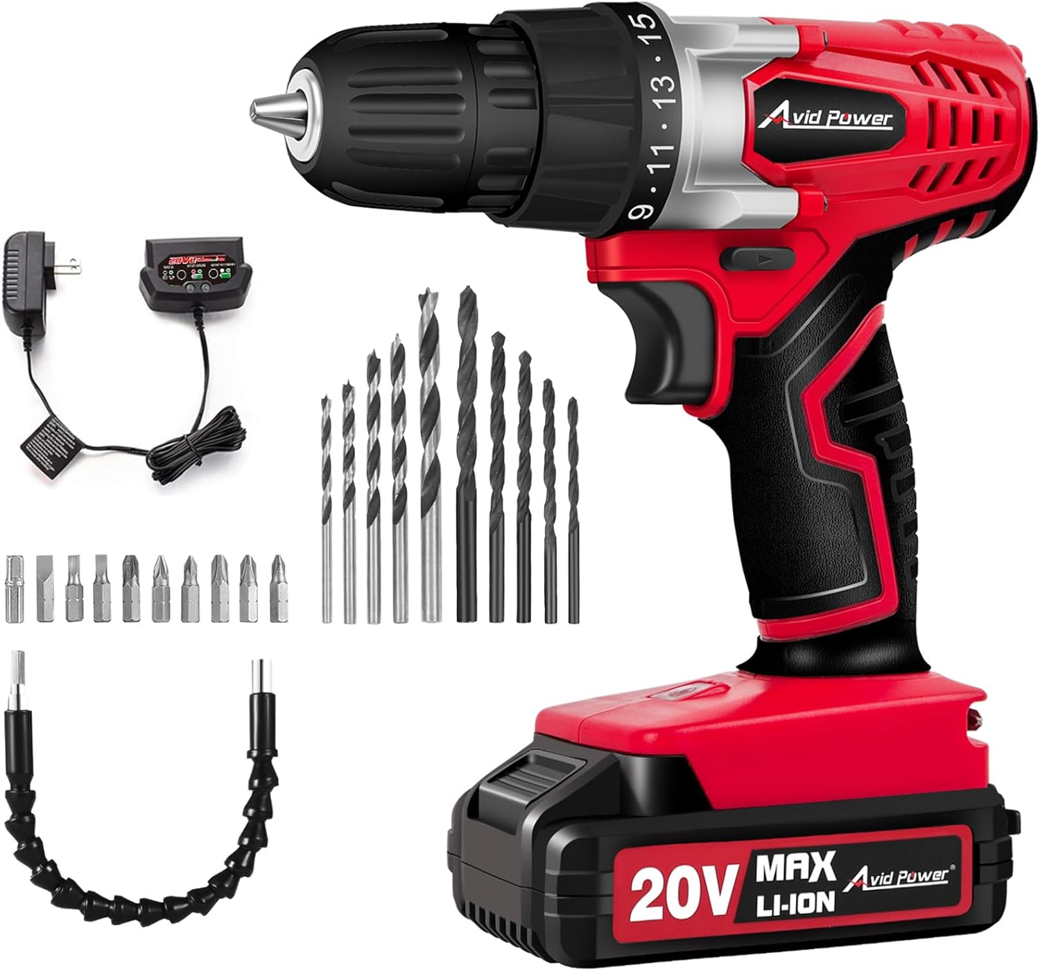 AVID POWER 20V MAX Lithium lon Cordless Drill Set.
