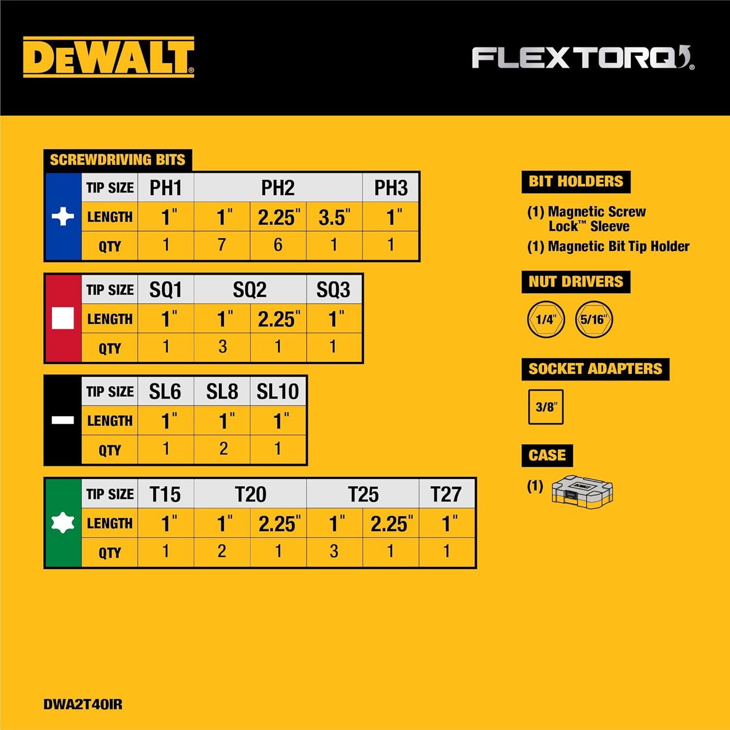 DEWALT Screwdriver Bit Set, Impact Ready, FlexTorq, 40-Piece (DWA2T40IR) – Bild 4