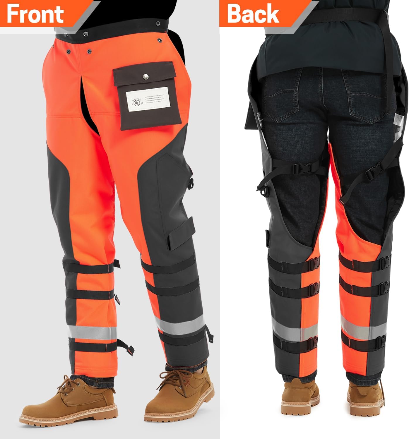 Technical Wrap Chainsaw Chaps by UL Class A 8 Layers Chainsaw Pants Apron Style Orange Black – Bild 7