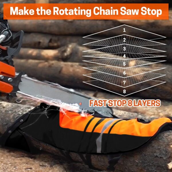 Technical Wrap Chainsaw Chaps by UL Class A 8 Layers Chainsaw Pants Apron Style Orange Black – Bild 6