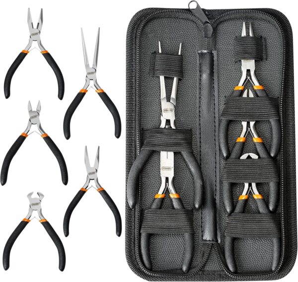 SOONAN 5 Pieces Mini Pliers, Long Lasting Tool Set Cable Cutters