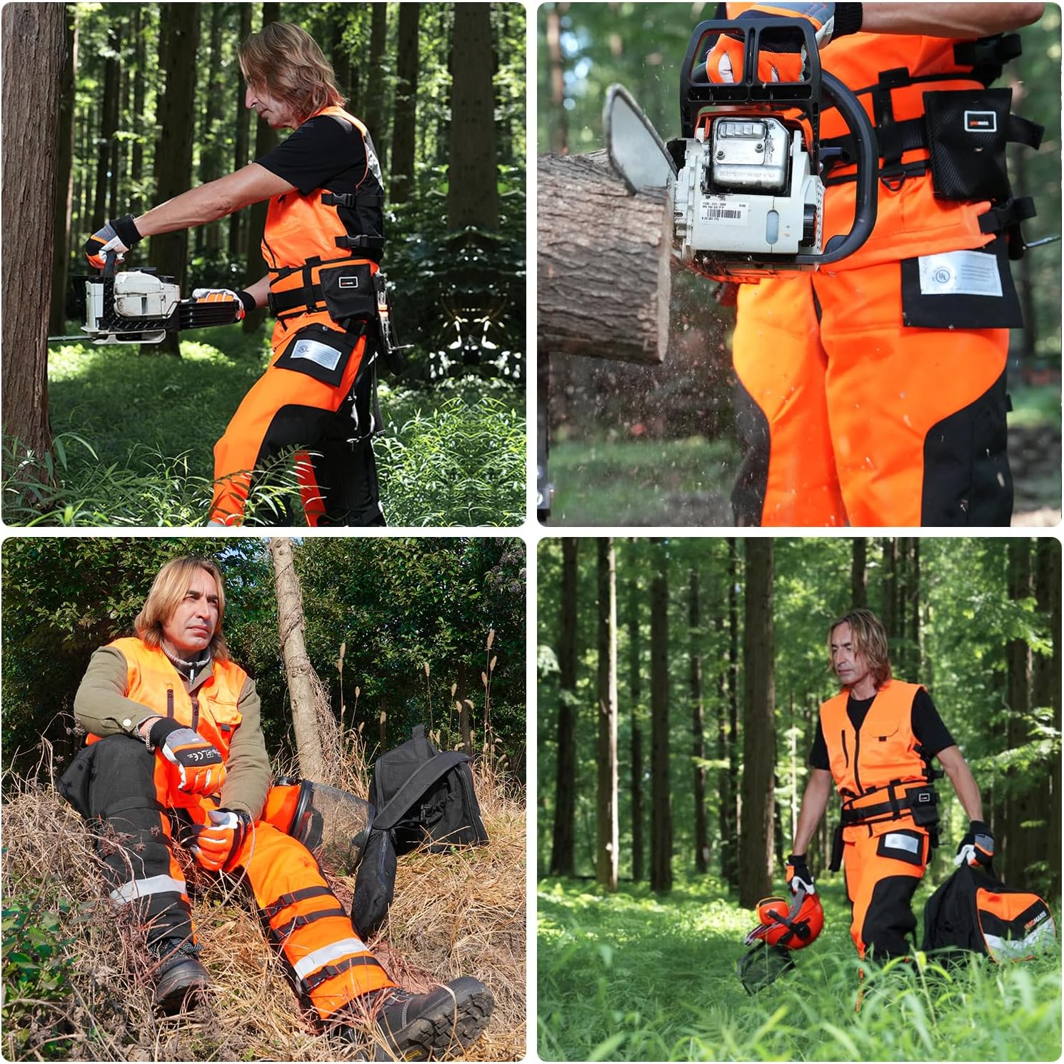Technical Wrap Chainsaw Chaps by UL Class A 8 Layers Chainsaw Pants Apron Style Orange Black – Bild 5