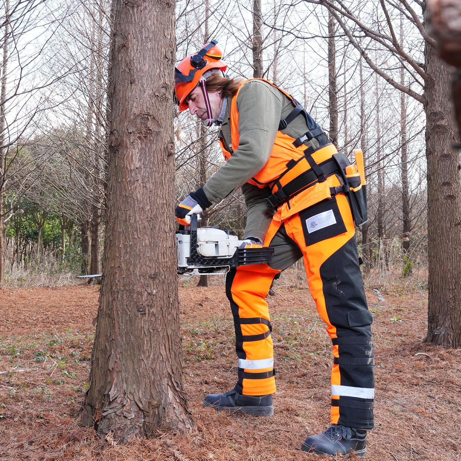 Technical Wrap Chainsaw Chaps by UL Class A 8 Layers Chainsaw Pants Apron Style Orange Black – Bild 4
